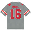 Ohio State Buckeyes Nike #16 Mason Maggs Student Athlete Gray Football Jersey - Back View