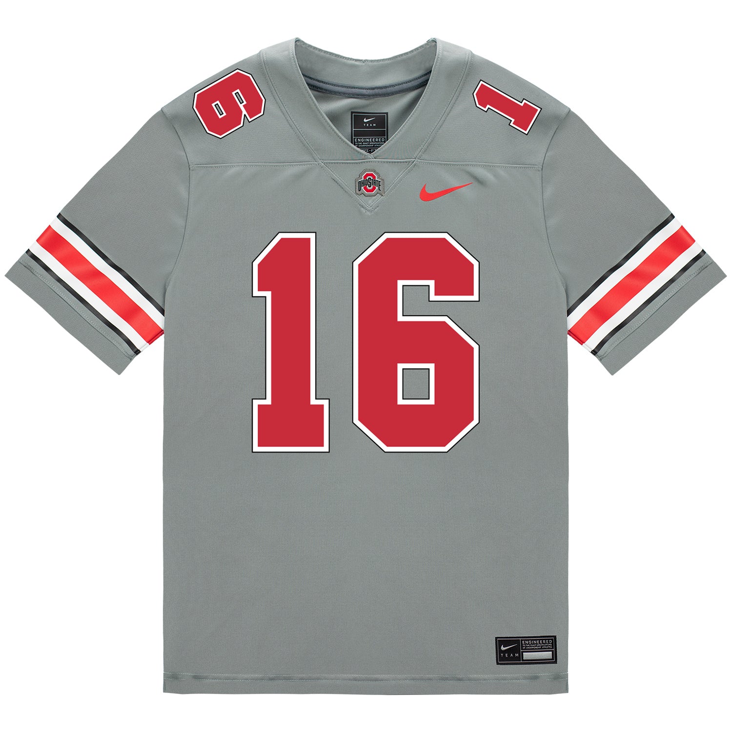 Ohio State Buckeyes Nike #16 Mason Maggs Student Athlete Gray Football Jersey - Front View