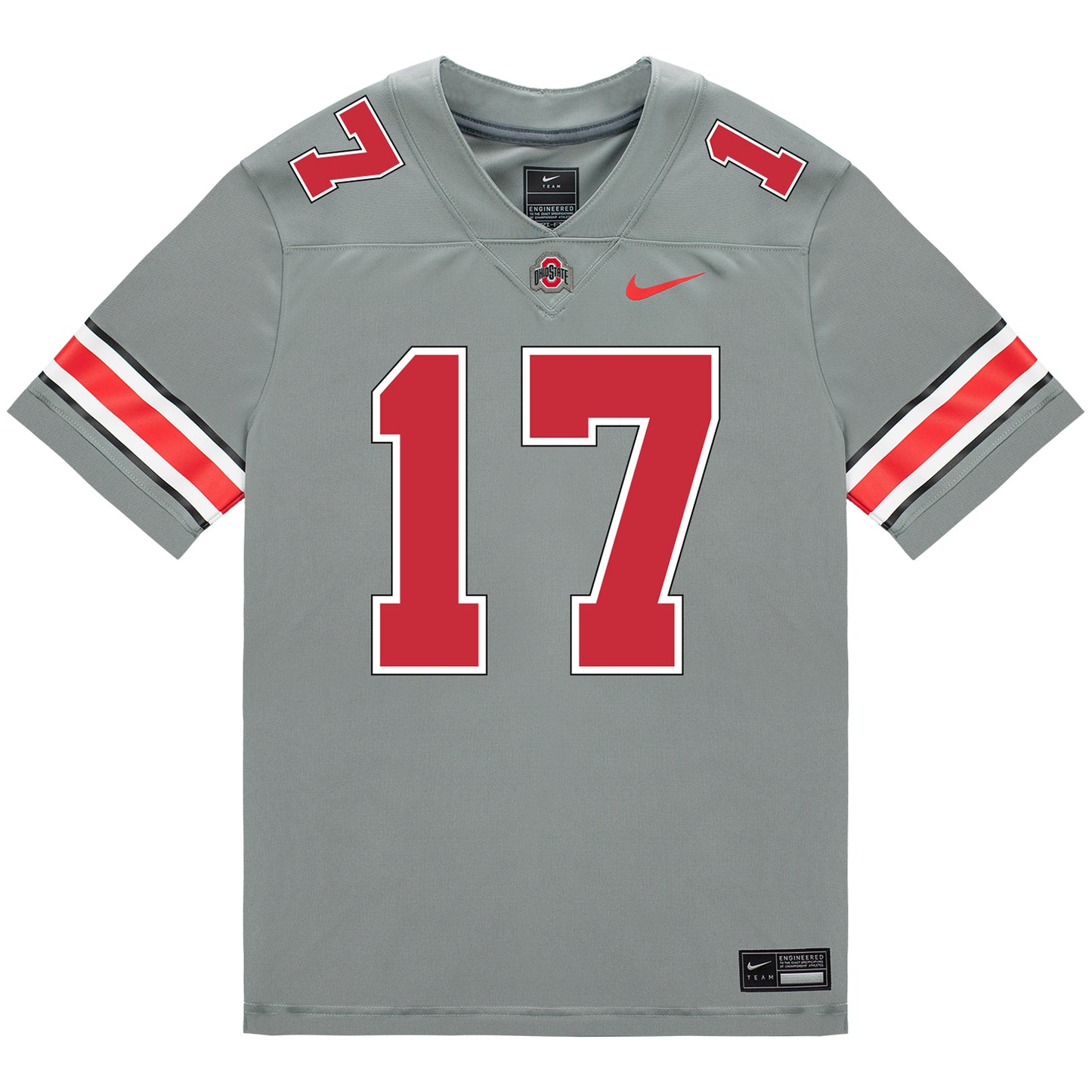 Ohio State Buckeyes Nike #17 Mitchell Melton Student Athlete Gray Football Jersey - Front View