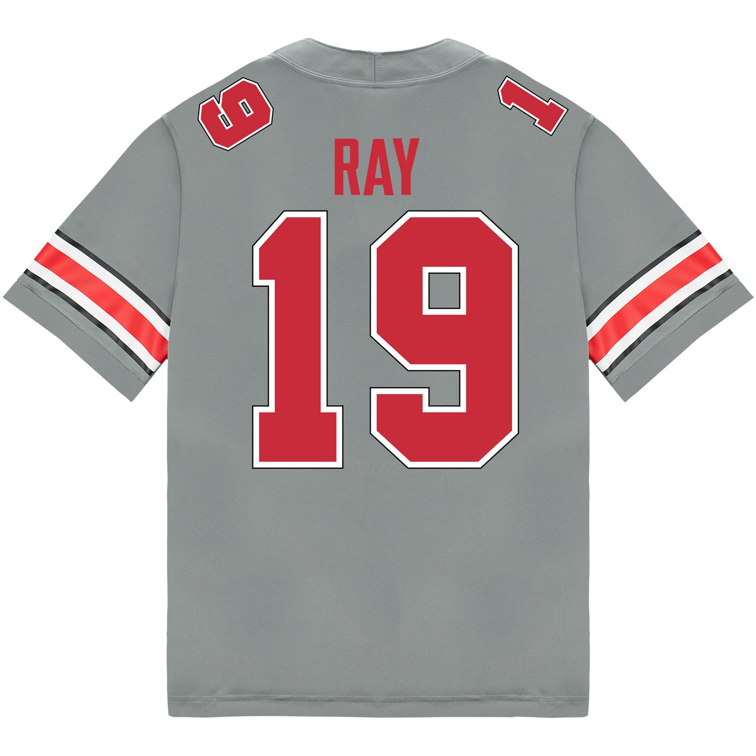 Ohio State Buckeyes Nike #19 Chad Ray Student Athlete Gray Football Jersey - Back View