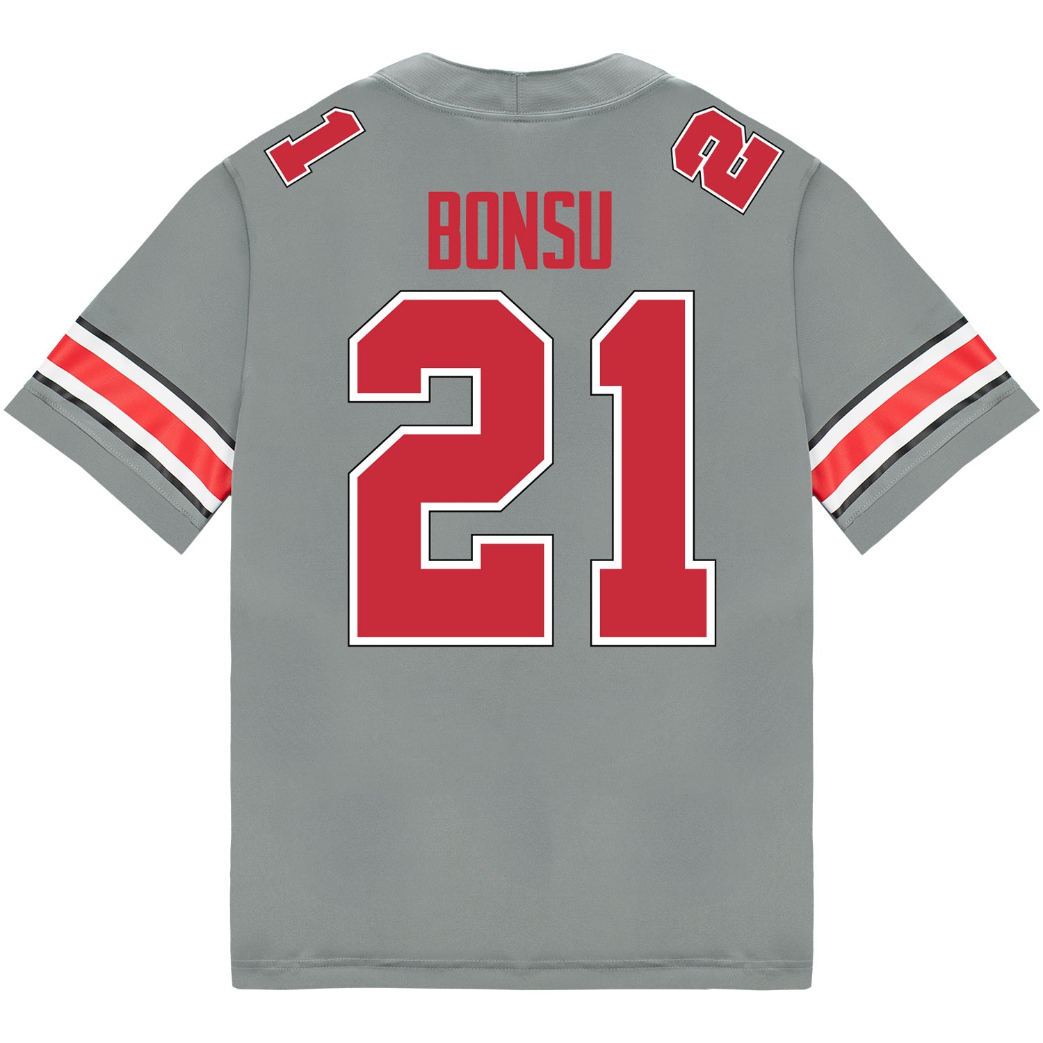 Ohio State Buckeyes Nike #21 Jayden Bonsu Student Athlete Gray Football Jersey - Back View