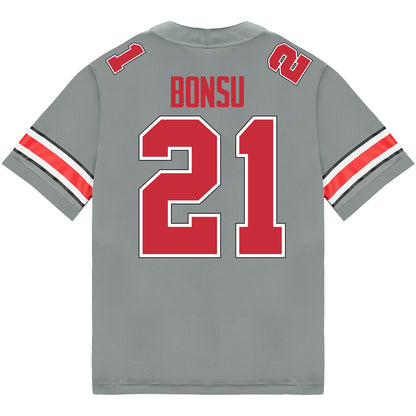 Ohio State Buckeyes Nike #21 Jayden Bonsu Student Athlete Gray Football Jersey - Back View