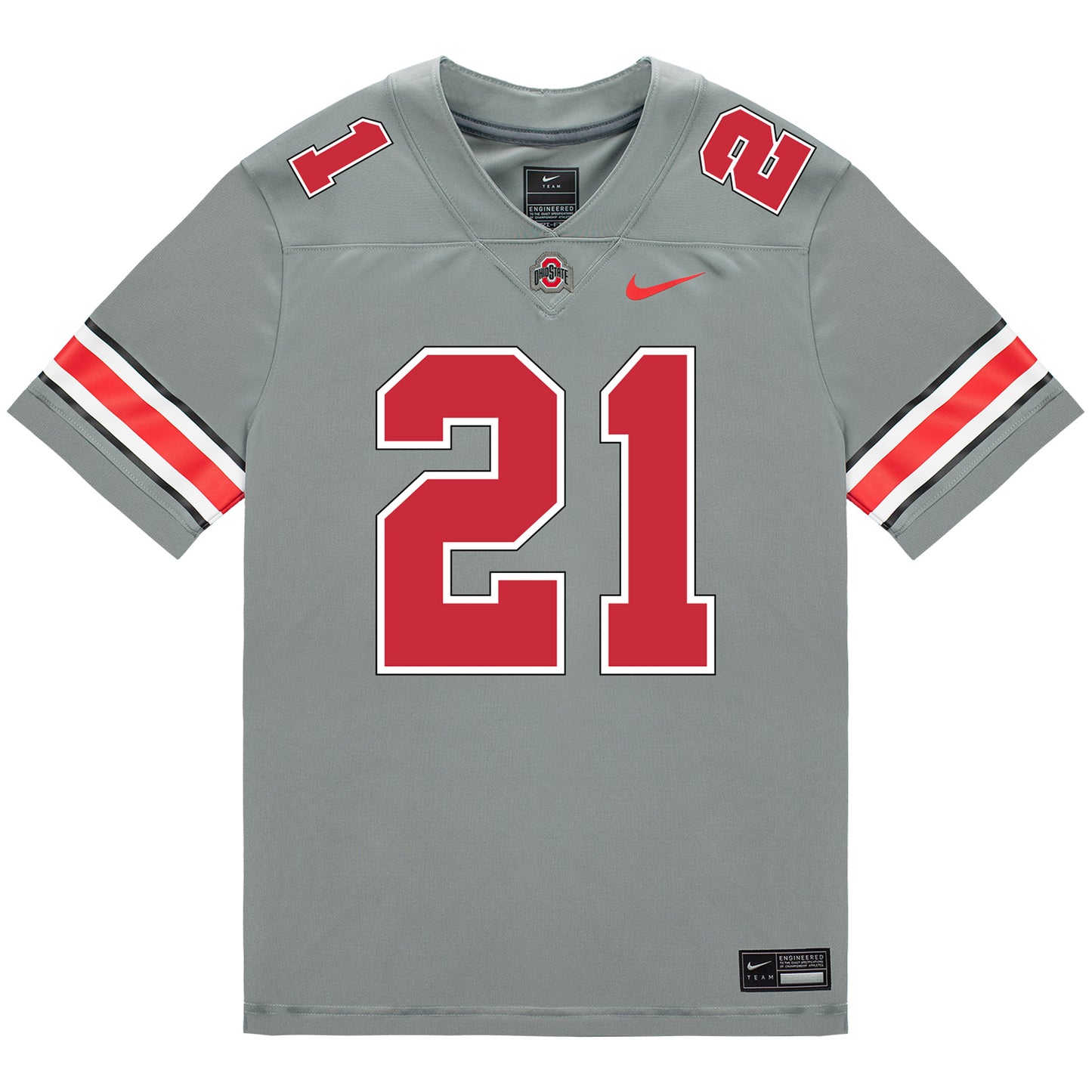 Ohio State Buckeyes Nike #21 Jayden Bonsu Student Athlete Gray Football Jersey - Front View