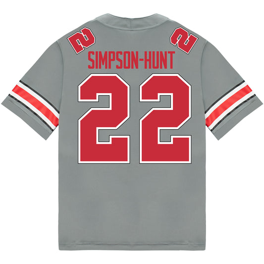 Ohio State Buckeyes Nike #22 Calvin Simpson-Hunt Student Athlete Gray Football Jersey - Back View