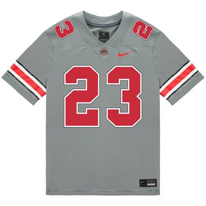 Ohio State Buckeyes Nike #23 Nolan Baudo Student Athlete Gray Football Jersey - Front View