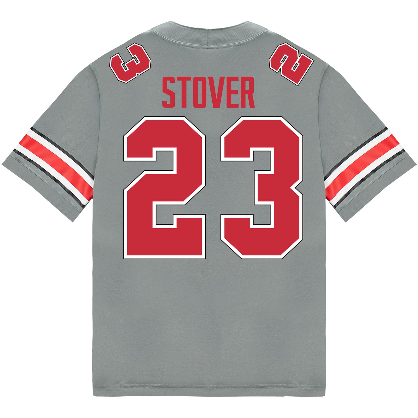 Ohio State Buckeyes Nike #23 Garrett Stover Student Athlete Gray Football Jersey - Back View