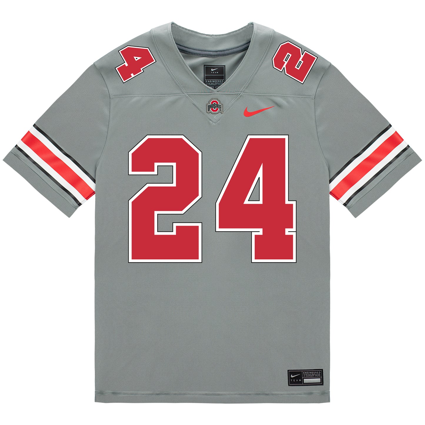 Ohio State Buckeyes Nike #24 Jermaine Mathews Jr. Student Athlete Gray Football Jersey - Front View