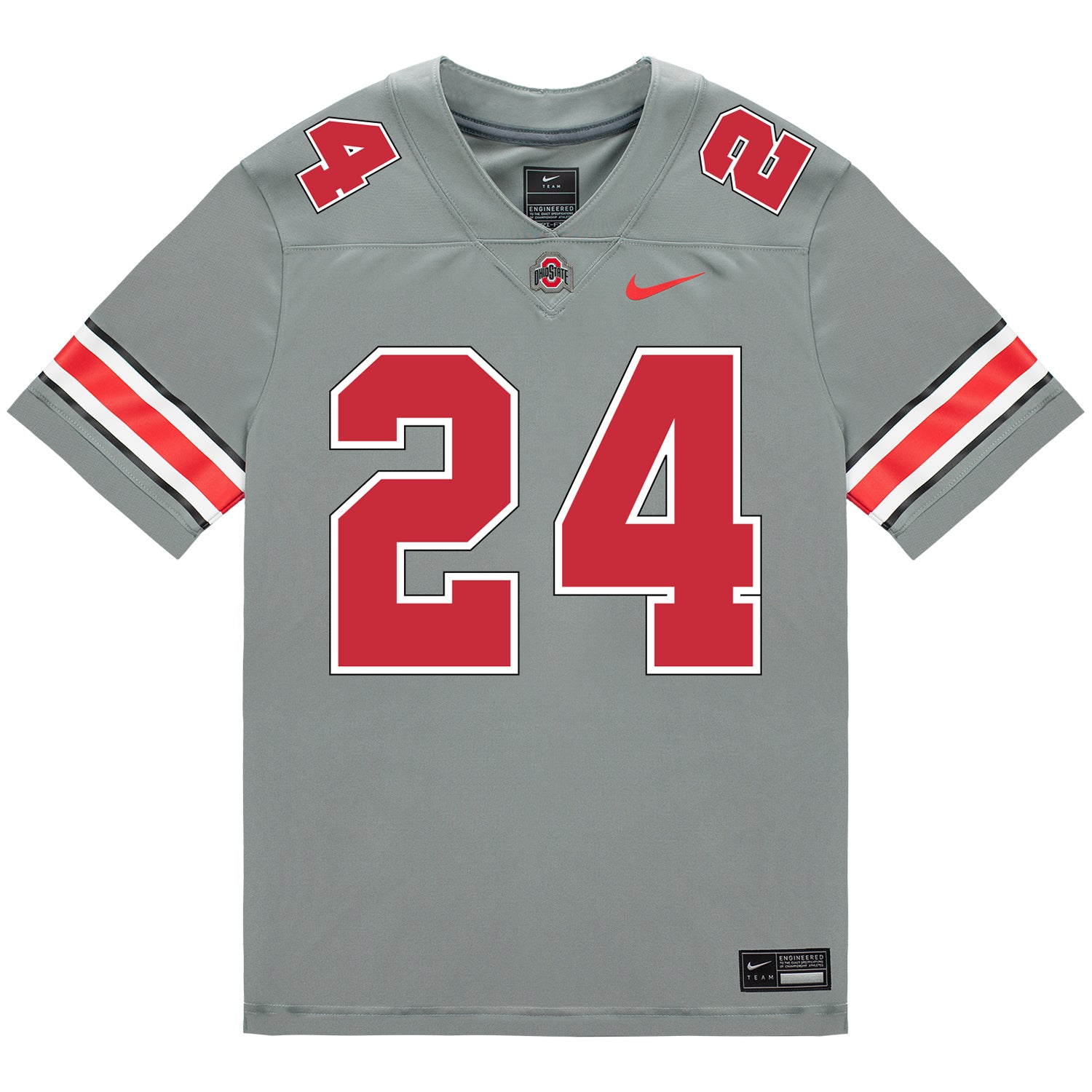 Ohio State Buckeyes Nike #24 Jermaine Mathews Jr. Student Athlete Gray Football Jersey - Front View