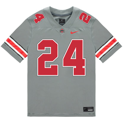 Ohio State Buckeyes Nike #24 Jermaine Mathews Jr. Student Athlete Gray Football Jersey - Front View