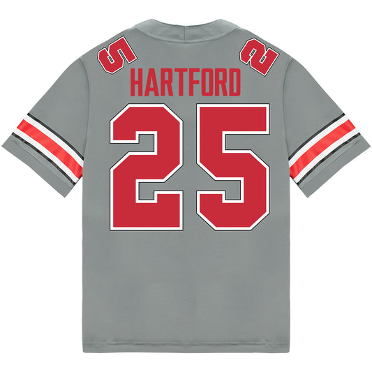 Ohio State Buckeyes Nike #25 Malik Hartford Student Athlete Gray Football Jersey - Back View