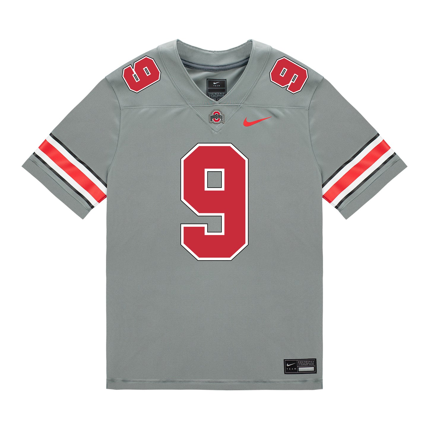 Ohio State Buckeyes Nike #9 Malik Hartford Student Athlete Gray Football Jersey - Front View