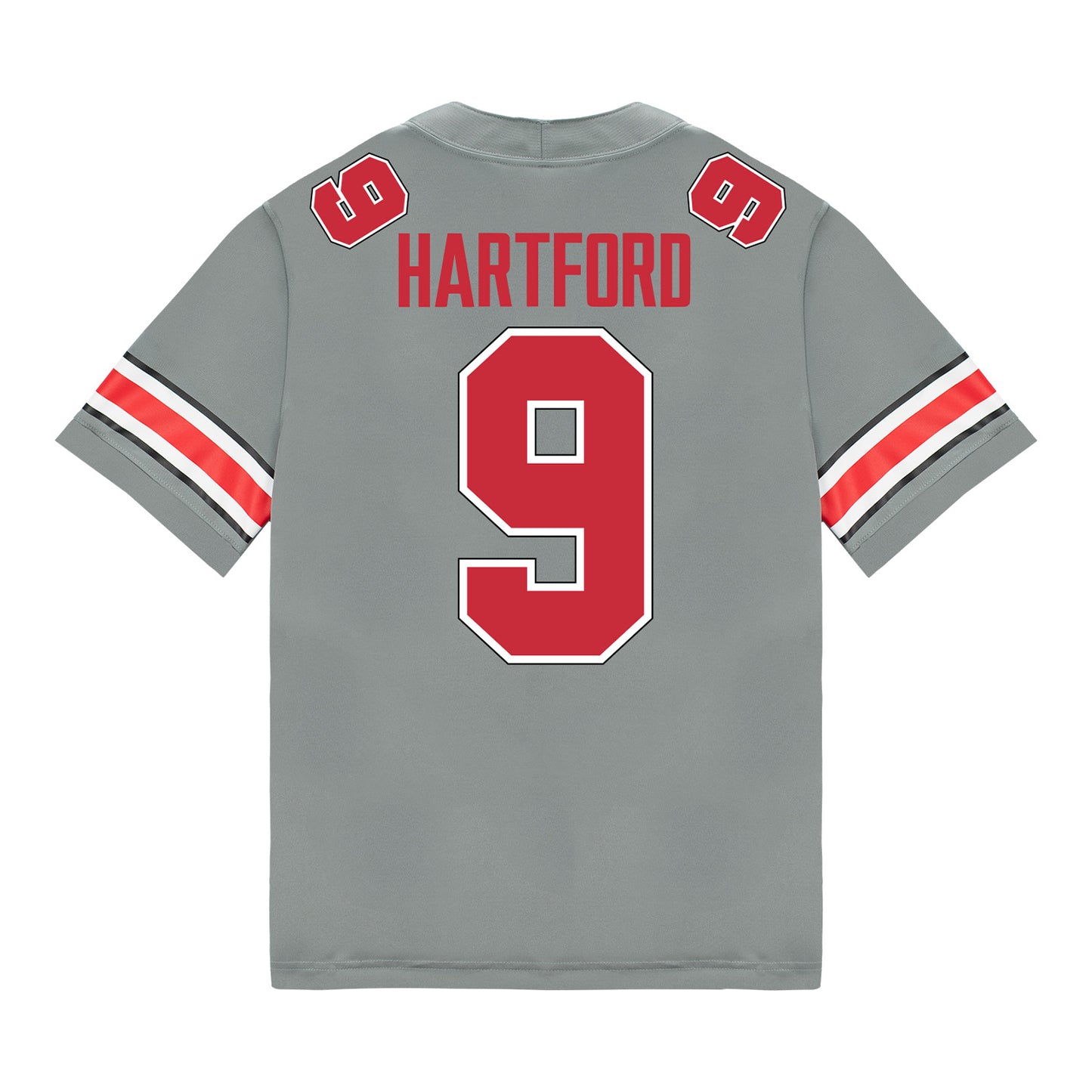 Ohio State Buckeyes Nike #9 Malik Hartford Student Athlete Gray Football Jersey - Back View