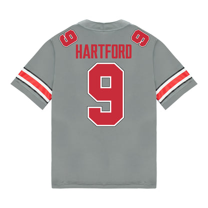 Ohio State Buckeyes Nike #9 Malik Hartford Student Athlete Gray Football Jersey - Back View