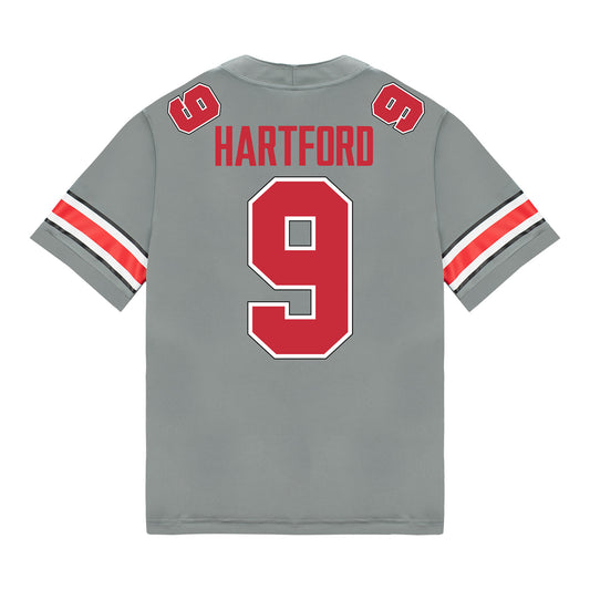 Ohio State Buckeyes Nike #9 Malik Hartford Student Athlete Gray Football Jersey - Back View