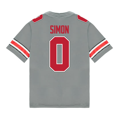 Ohio State Buckeyes Nike #0 Cody Simon Student Athlete Gray Football Jersey - Back View