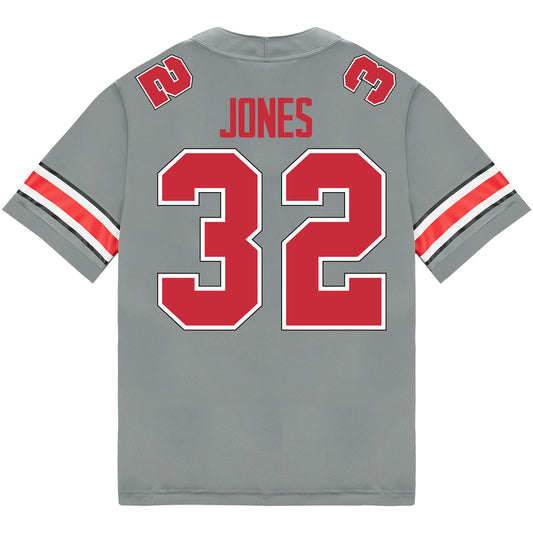 Ohio State Buckeyes Nike #32 Brenten Jones Student Athlete Gray Football Jersey - Back View