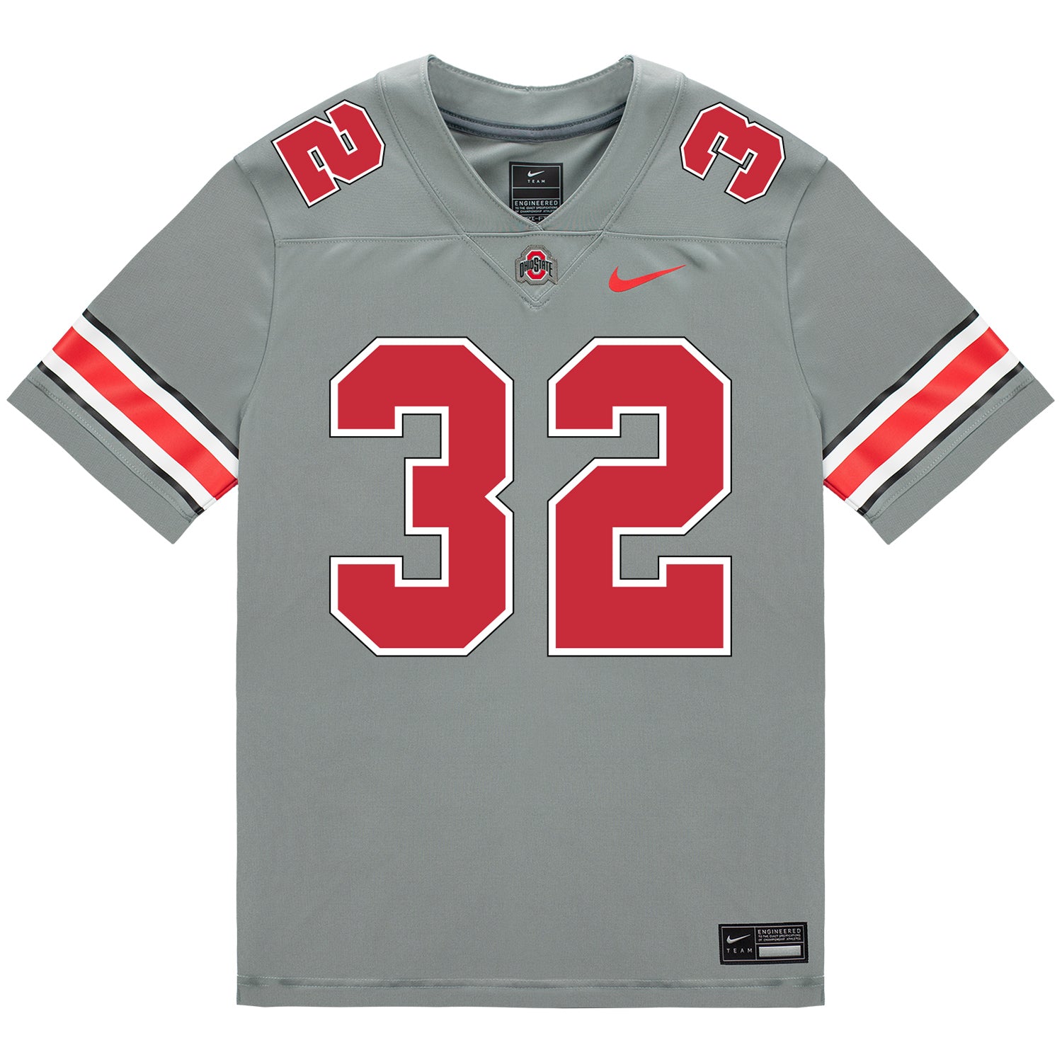 Ohio State Buckeyes Nike #32 Brenten Jones Student Athlete Gray Football Jersey - Front View