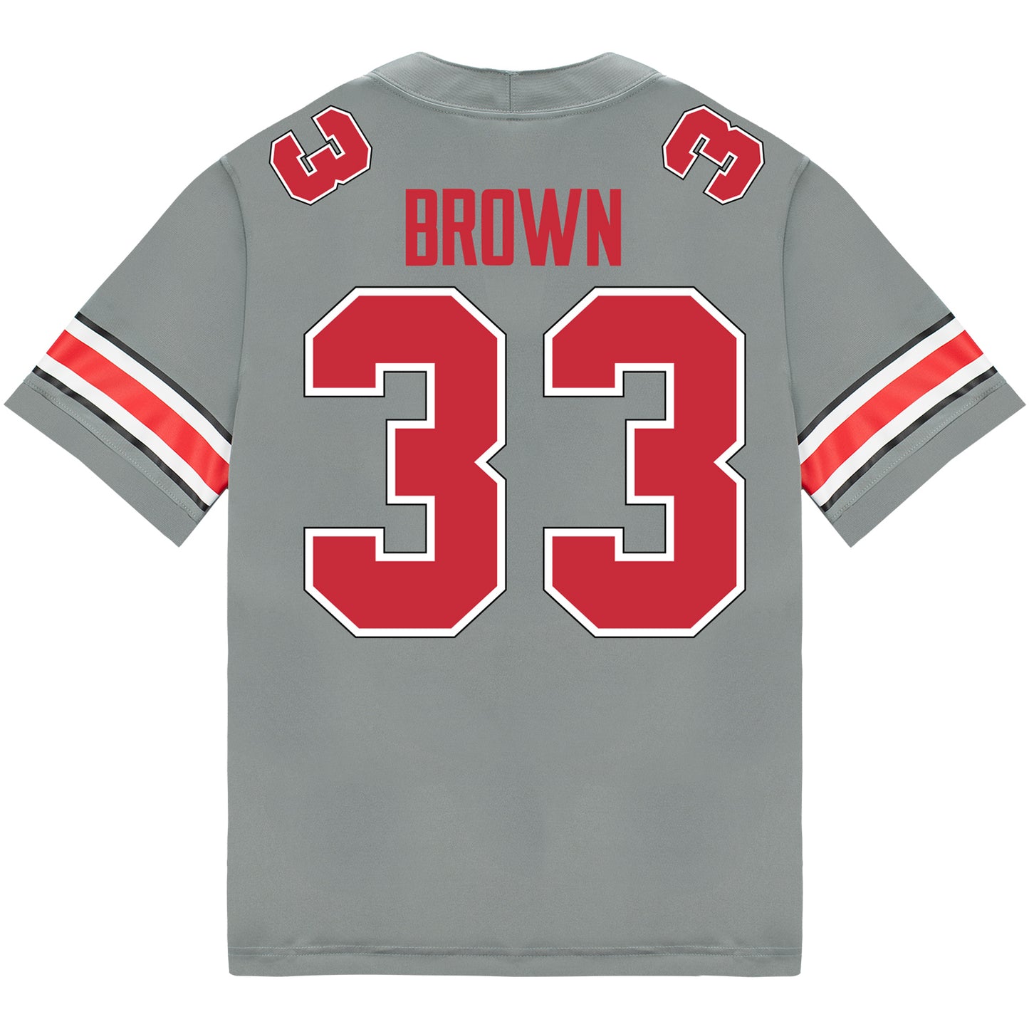 Ohio State Buckeyes Nike #33 Devin Brown Student Athlete Gray Football Jersey - Back View