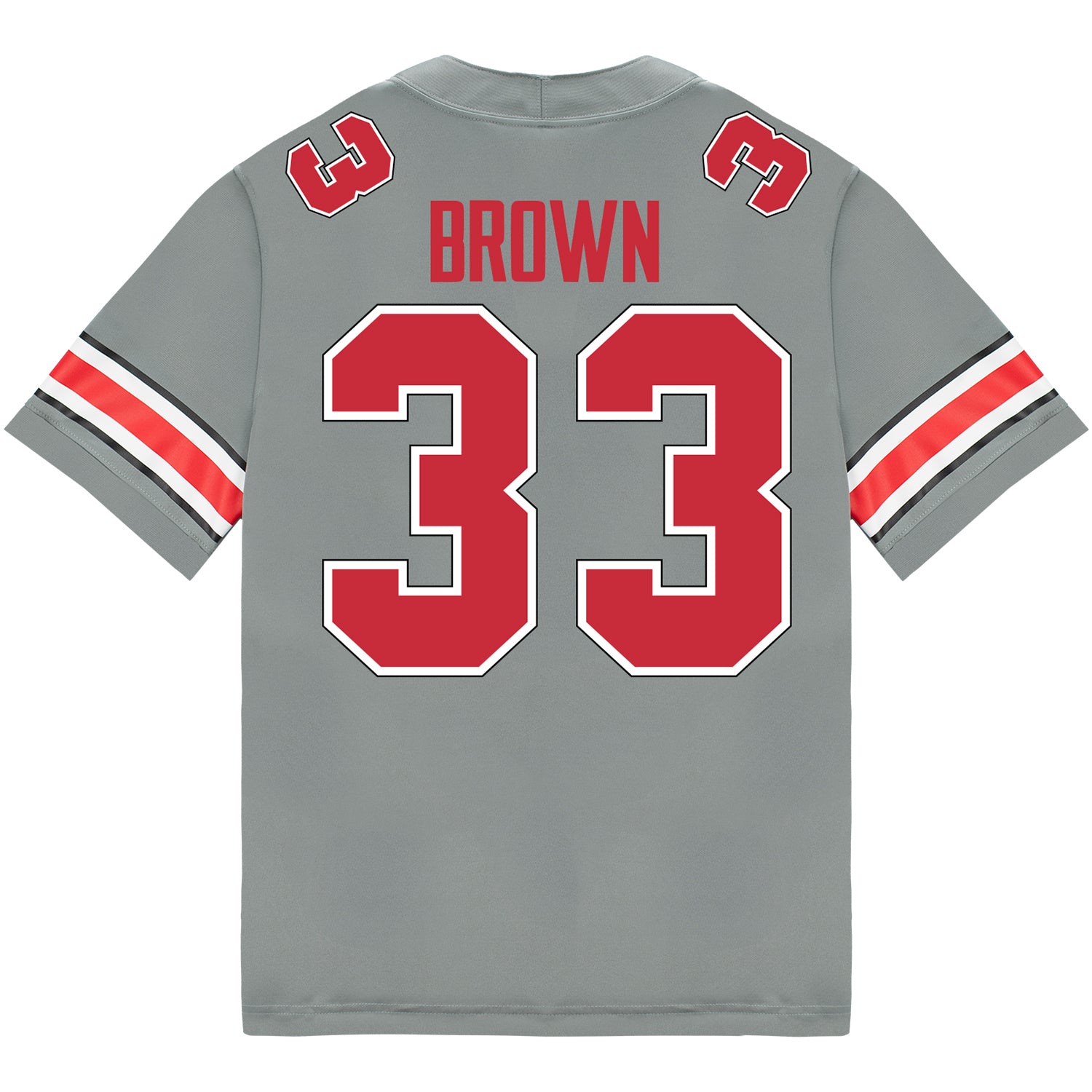 Ohio State Buckeyes Nike #33 Devin Brown Student Athlete Gray Football Jersey - Back View