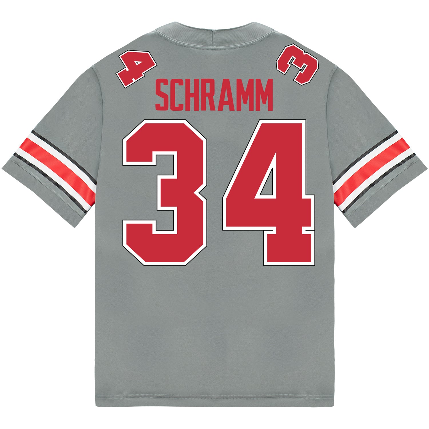 Ohio State Buckeyes Nike #34 Brennen Schramm Student Athlete Gray Football Jersey - Back View