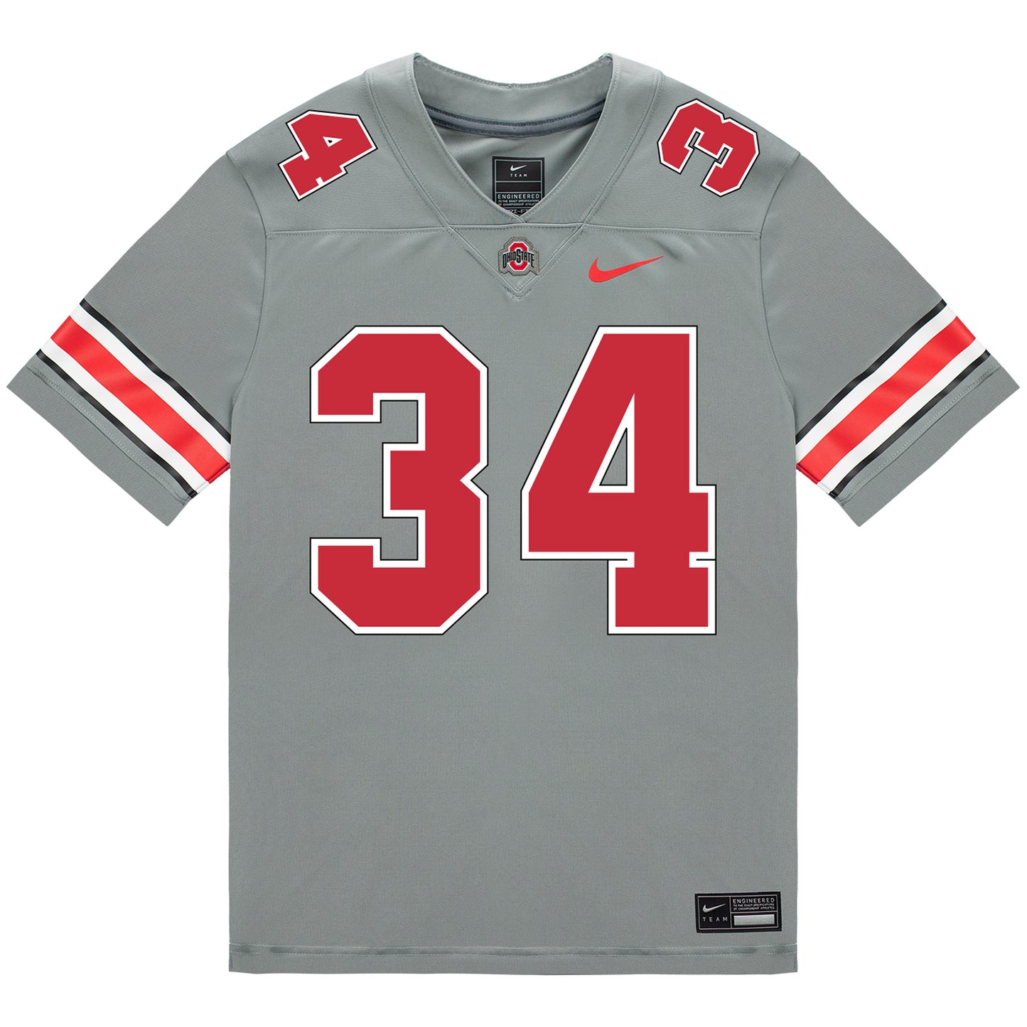 Ohio State Buckeyes Nike #34 Brennen Schramm Student Athlete Gray Football Jersey - Front View