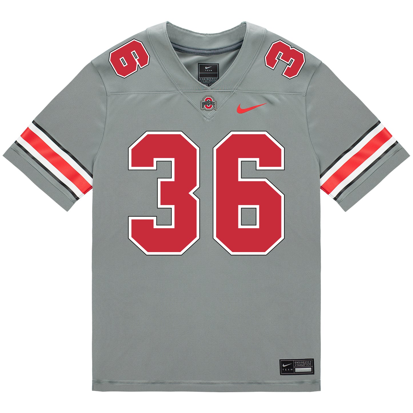 Ohio State Buckeyes Nike #36 Gabe Powers Student Athlete Gray Football Jersey - Front View