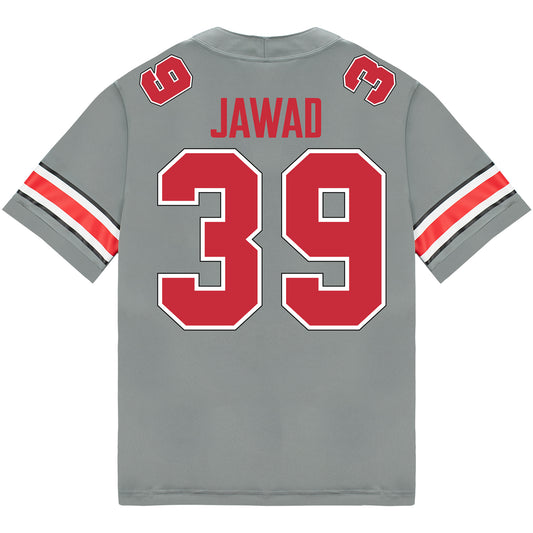 Ohio State Buckeyes Nike #39 Hadi Jawad Student Athlete Gray Football Jersey - Back View