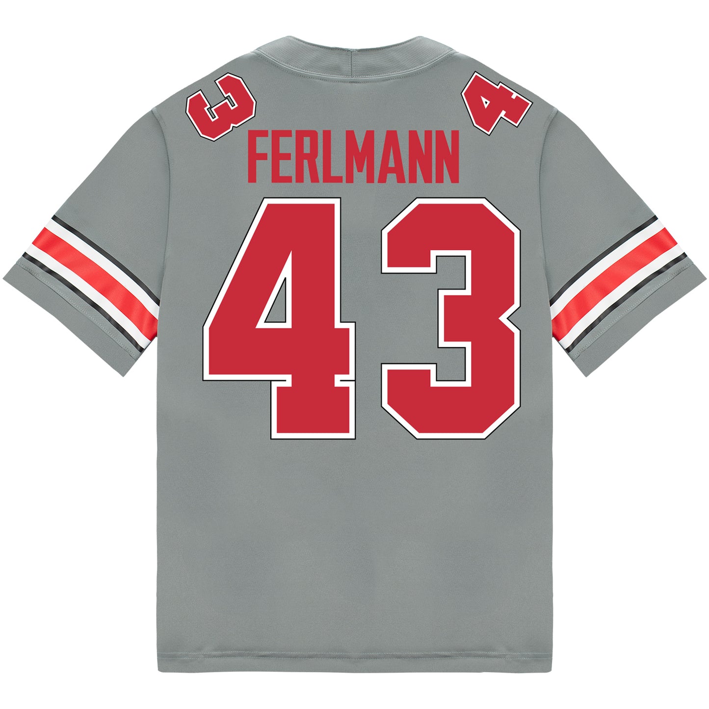 Ohio State Buckeyes Nike #43 John Ferlmann Student Athlete Gray Football Jersey - Back View