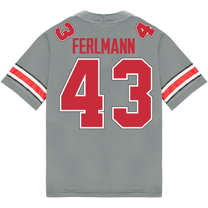 Ohio State Buckeyes Nike #43 John Ferlmann Student Athlete Gray Football Jersey - Back View