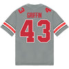 Ohio State Buckeyes Nike #43 Diante Griffin Student Athlete Gray Football Jersey - Back View