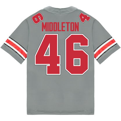 Ohio State Buckeyes Nike #46 Jace Middleton Student Athlete Gray Football Jersey - Back View