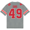 Ohio State Buckeyes Nike #49 Patrick Gurd Student Athlete Gray Football Jersey - Back View