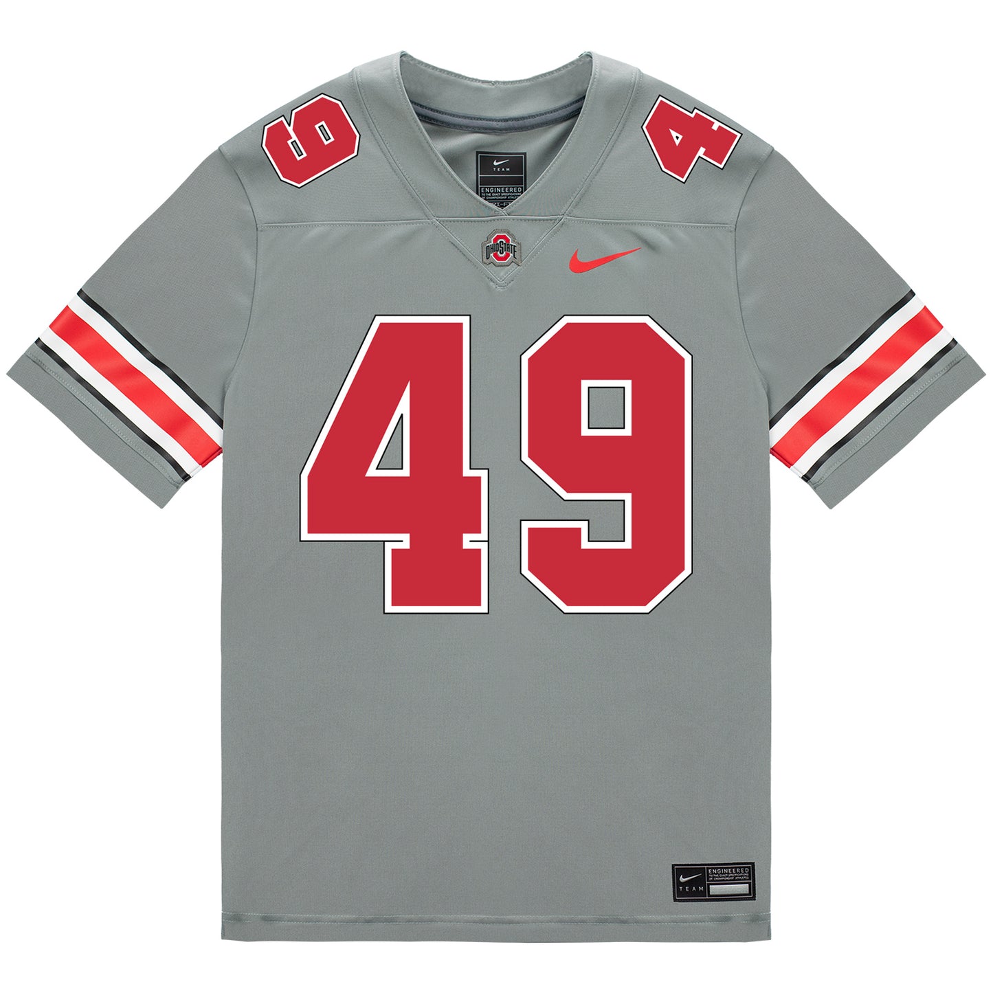 Ohio State Buckeyes Nike #49 Patrick Gurd Student Athlete Gray Football Jersey - Front View