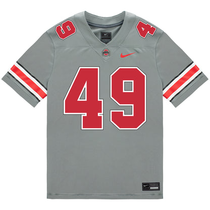 Ohio State Buckeyes Nike #49 Patrick Gurd Student Athlete Gray Football Jersey - Front View