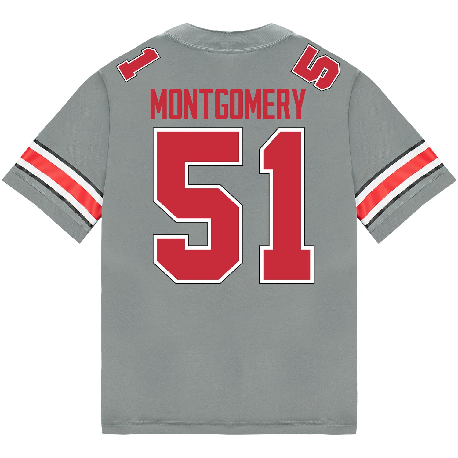 Ohio State Buckeyes Nike #51 Luke Montgomery Student Athlete Gray Football Jersey - Back View