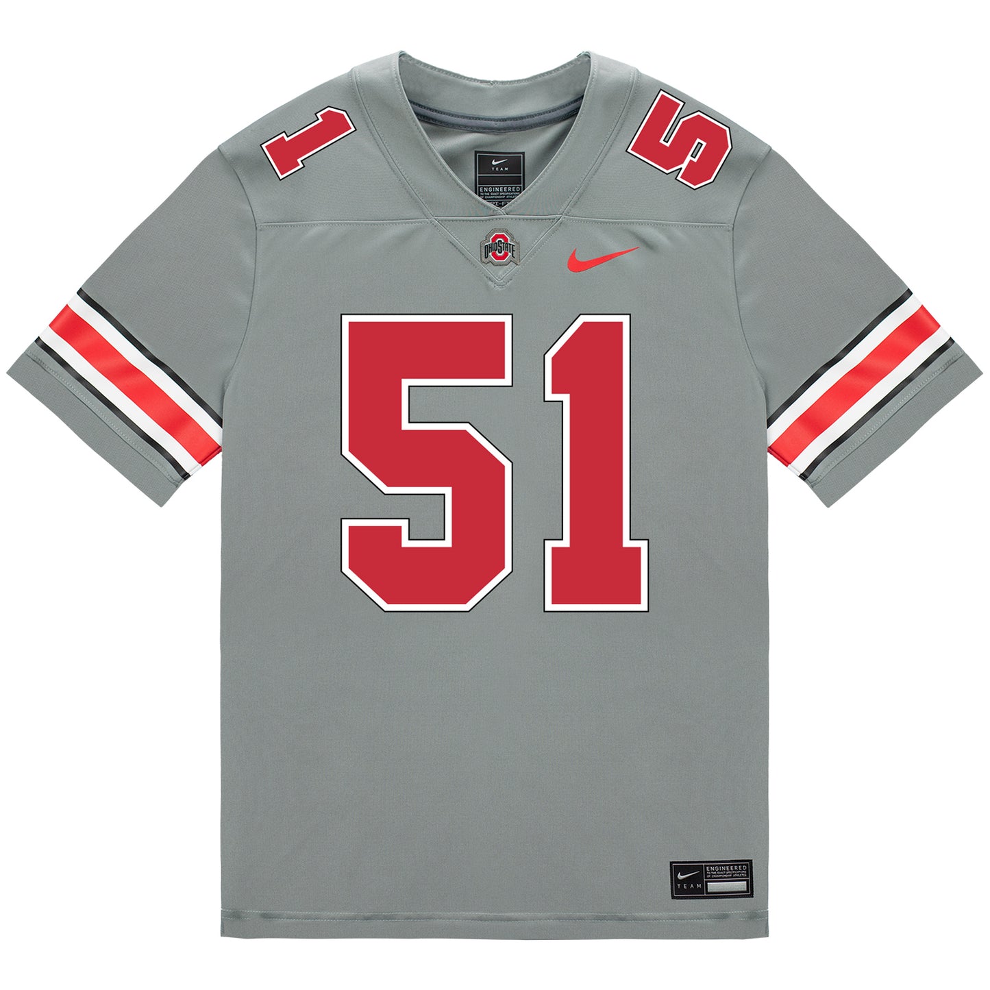 Ohio State Buckeyes Nike #51 Luke Montgomery Student Athlete Gray Football Jersey - Front View