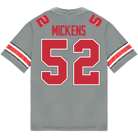 Ohio State Buckeyes Nike #52 Joshua Mickens Student Athlete Gray Football Jersey - Back View