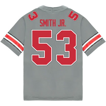 Ohio State Buckeyes Nike #53 Will Smith Jr. Student Athlete Gray Football Jersey - Back View