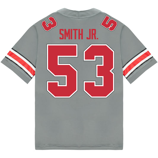 Ohio State Buckeyes Nike #53 Will Smith Jr. Student Athlete Gray Football Jersey - Back View