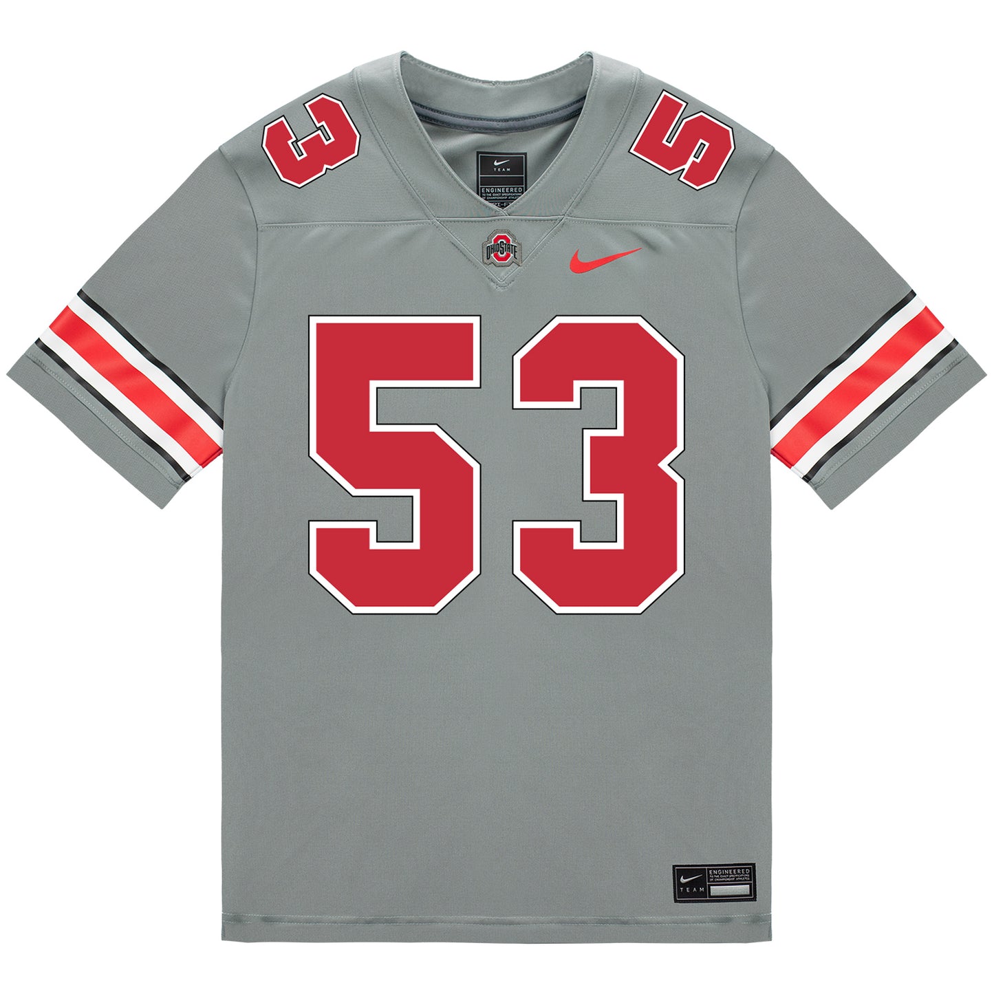 Ohio State Buckeyes Nike #53 Will Smith Jr. Student Athlete Gray Football Jersey - Front View