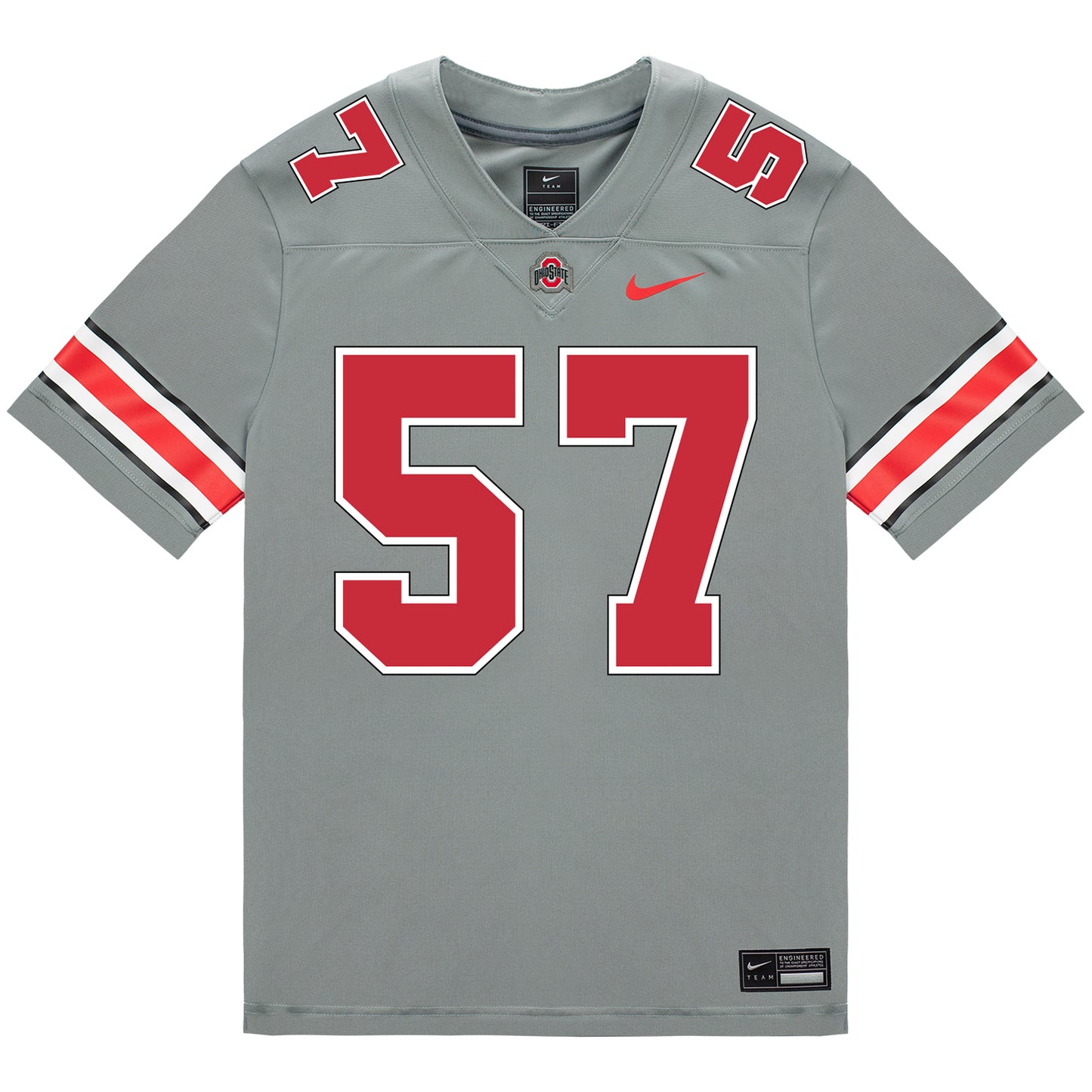 Ohio State Buckeyes Nike #57 Jalen Pace Student Athlete Gray Football Jersey - Front View