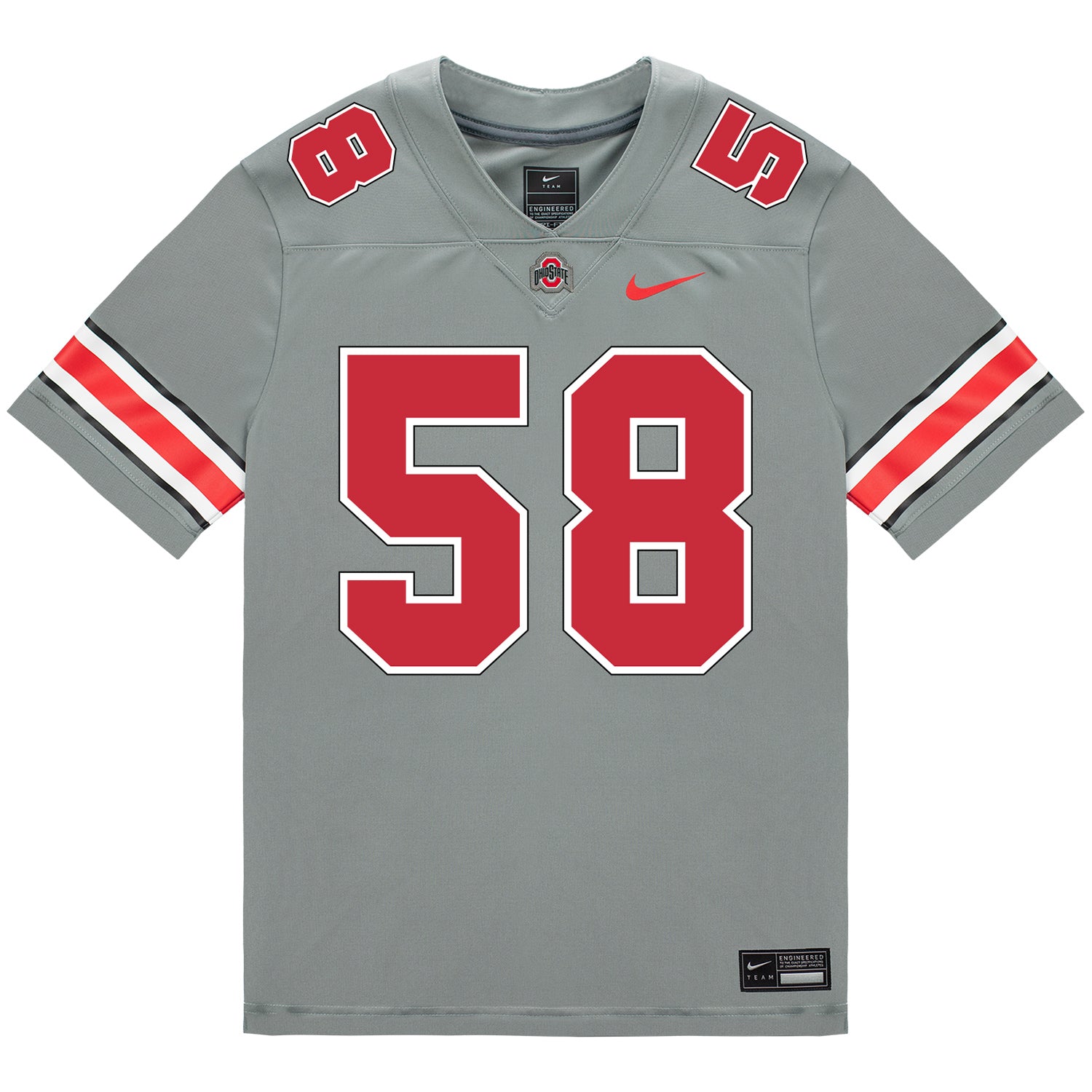 Ohio State Buckeyes Nike #58 Ty Hamilton Student Athlete Gray Football Jersey - Front View