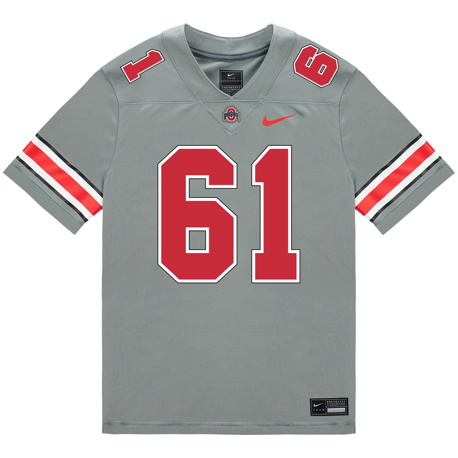 Ohio State Buckeyes Nike #61 Caden Davis Student Athlete Gray Football Jersey - Front View