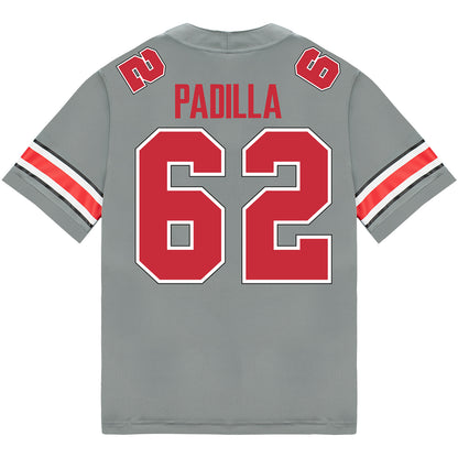 Ohio State Buckeyes Nike #62 Josh Padilla Student Athlete Gray Football Jersey - Back View