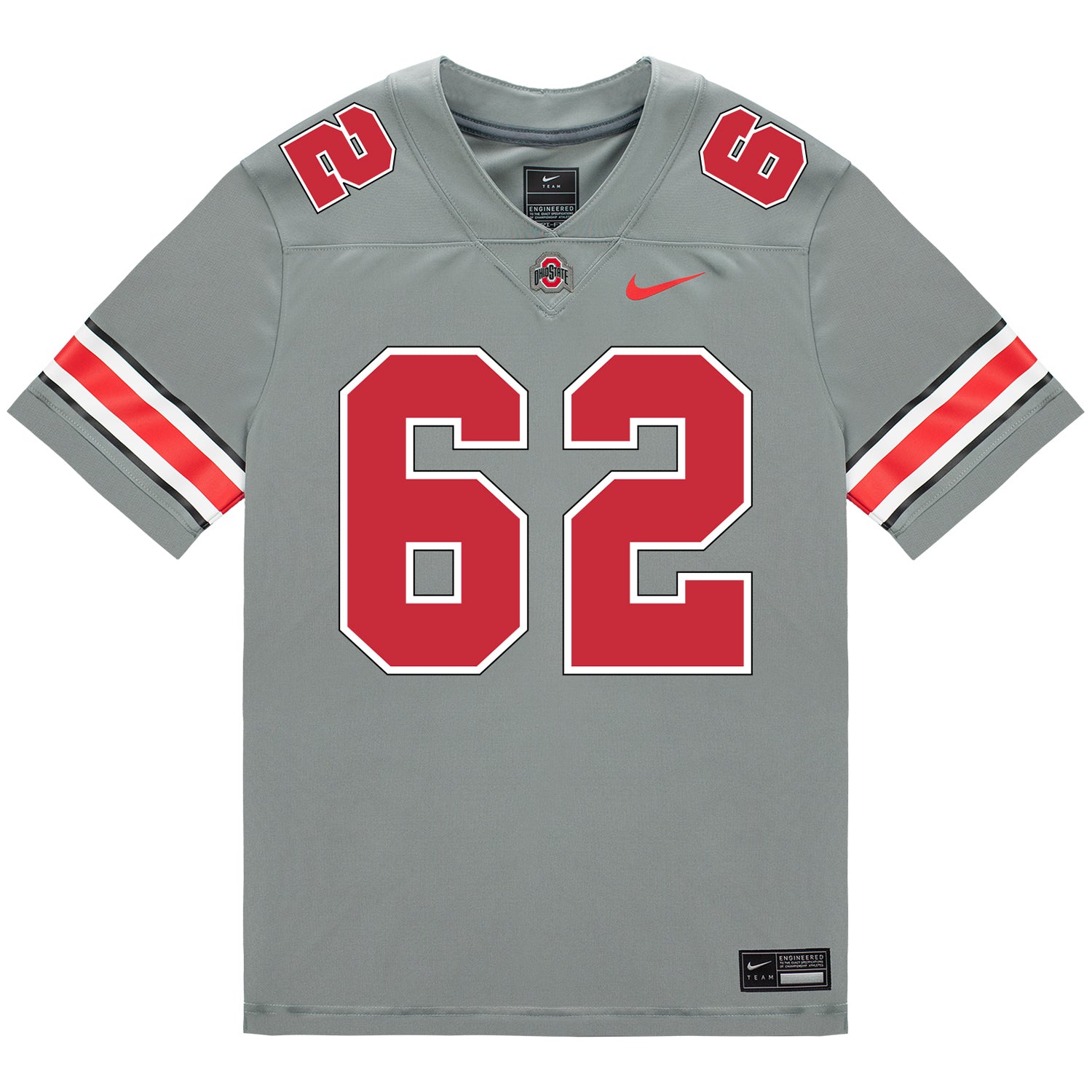 Ohio State Buckeyes Nike #62 Josh Padilla Student Athlete Gray Football Jersey - Front View