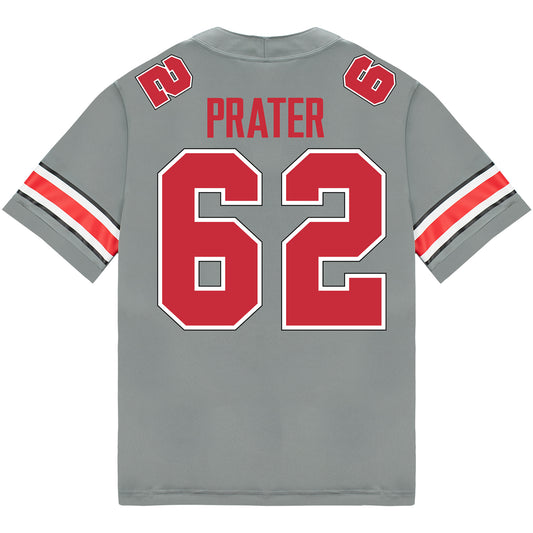 Ohio State Buckeyes Nike #62 Bryce Prater Student Athlete Gray Football Jersey - Back View