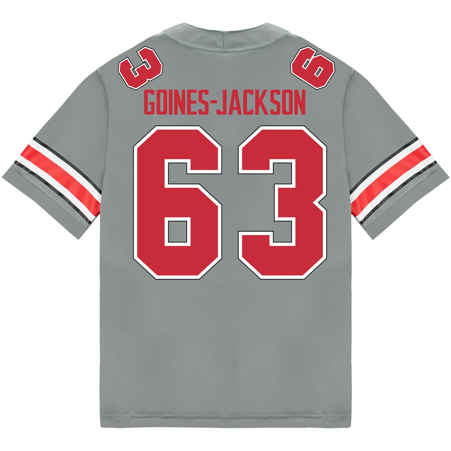 Ohio State Buckeyes Nike #63 Julian Goines-Jackson Student Athlete Gray Football Jersey - Back View