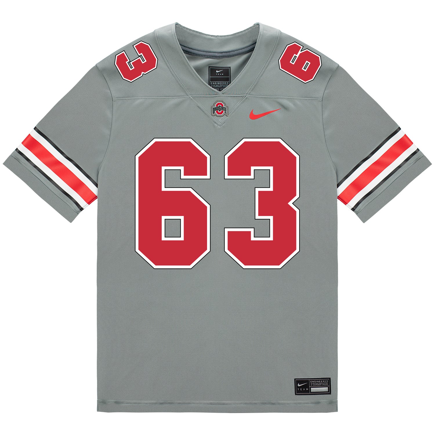 Ohio State Buckeyes Nike #63 Julian Goines-Jackson Student Athlete Gray Football Jersey - Front View