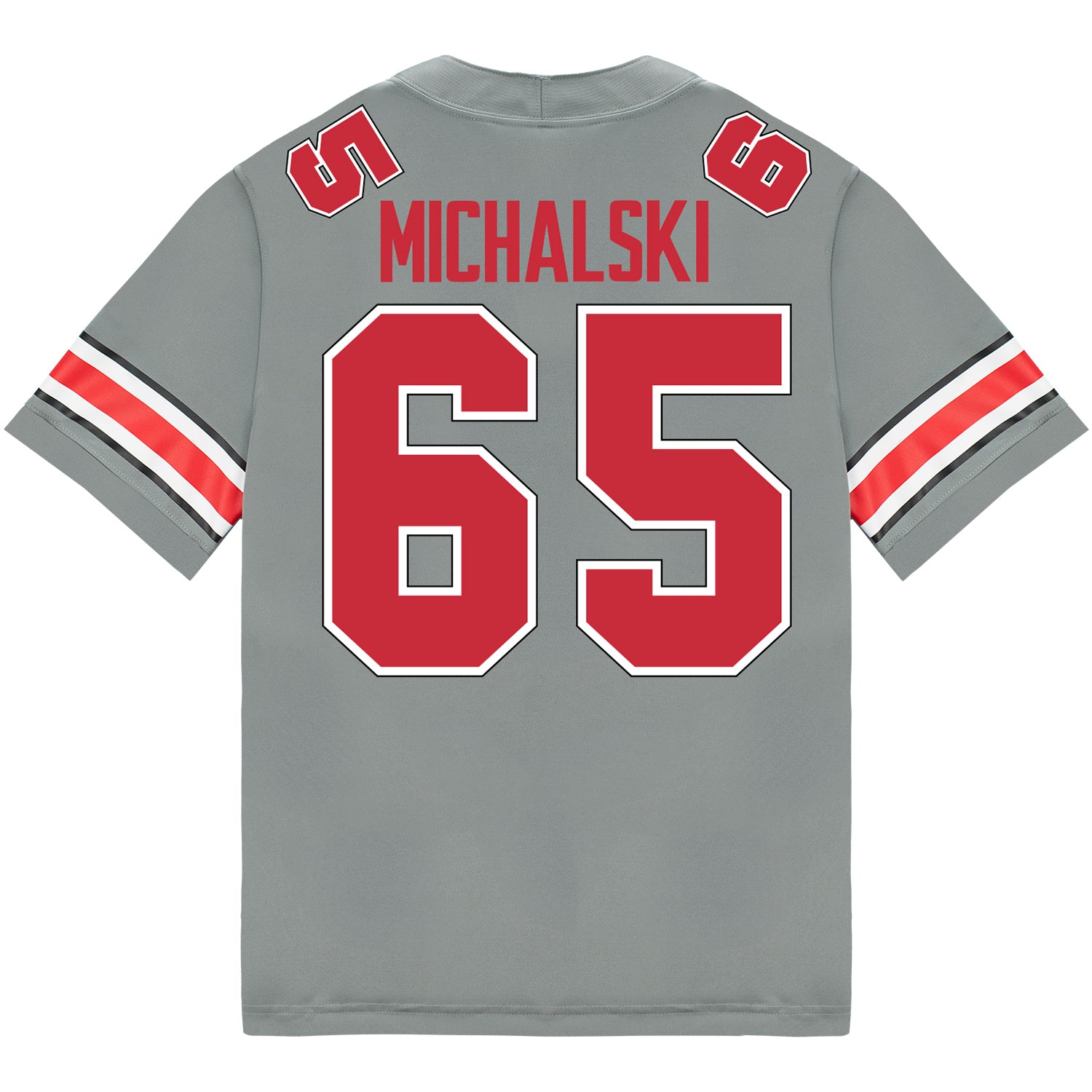 Ohio State Buckeyes Nike #65 Zenuae Michalski Student Athlete Gray Football Jersey - Back View