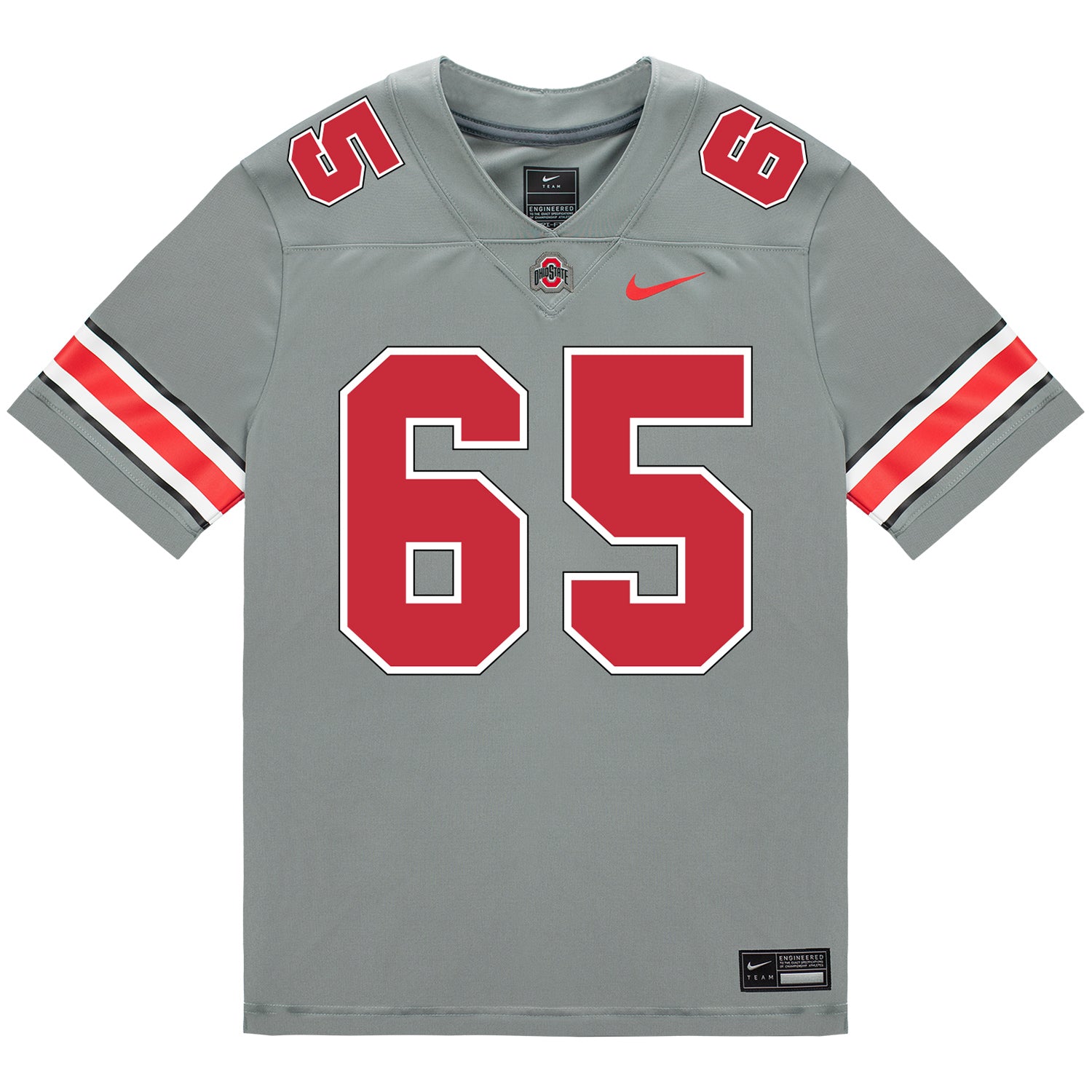 Ohio State Buckeyes Nike #65 Zenuae Michalski Student Athlete Gray Football Jersey - Front View